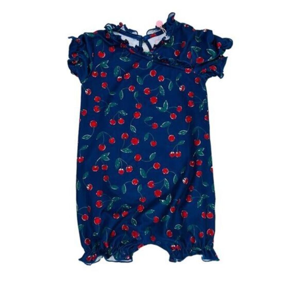 Sweethoney clothing girls classic cherry navy short sleeve bubble size 2T